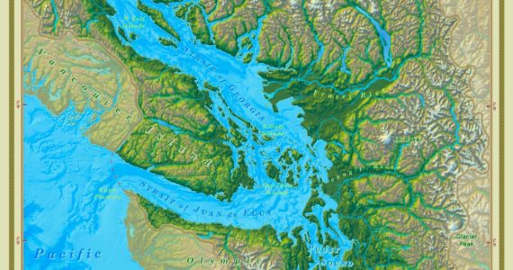 Map of the Salish Sea & Surrounding Basin,Stefan Freelan, WWU, 2009