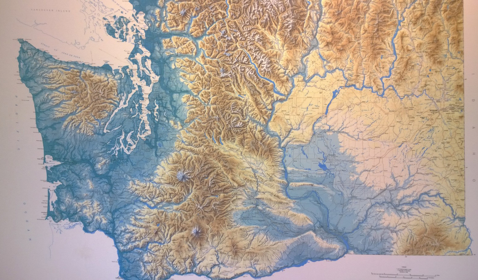 Washington topographical map. Photo by Morf Morford, picture taken at UW-Tacoma