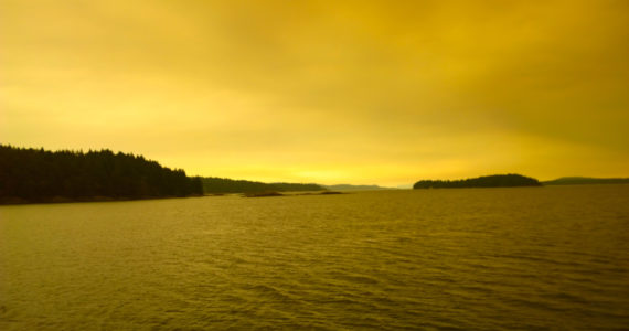 These are not rain clouds. The sepia tones of this photo are from the smoke-drenched skies from British Columbia's forest fires over Canada's Gulf Islands. Photo: Morf Morford
