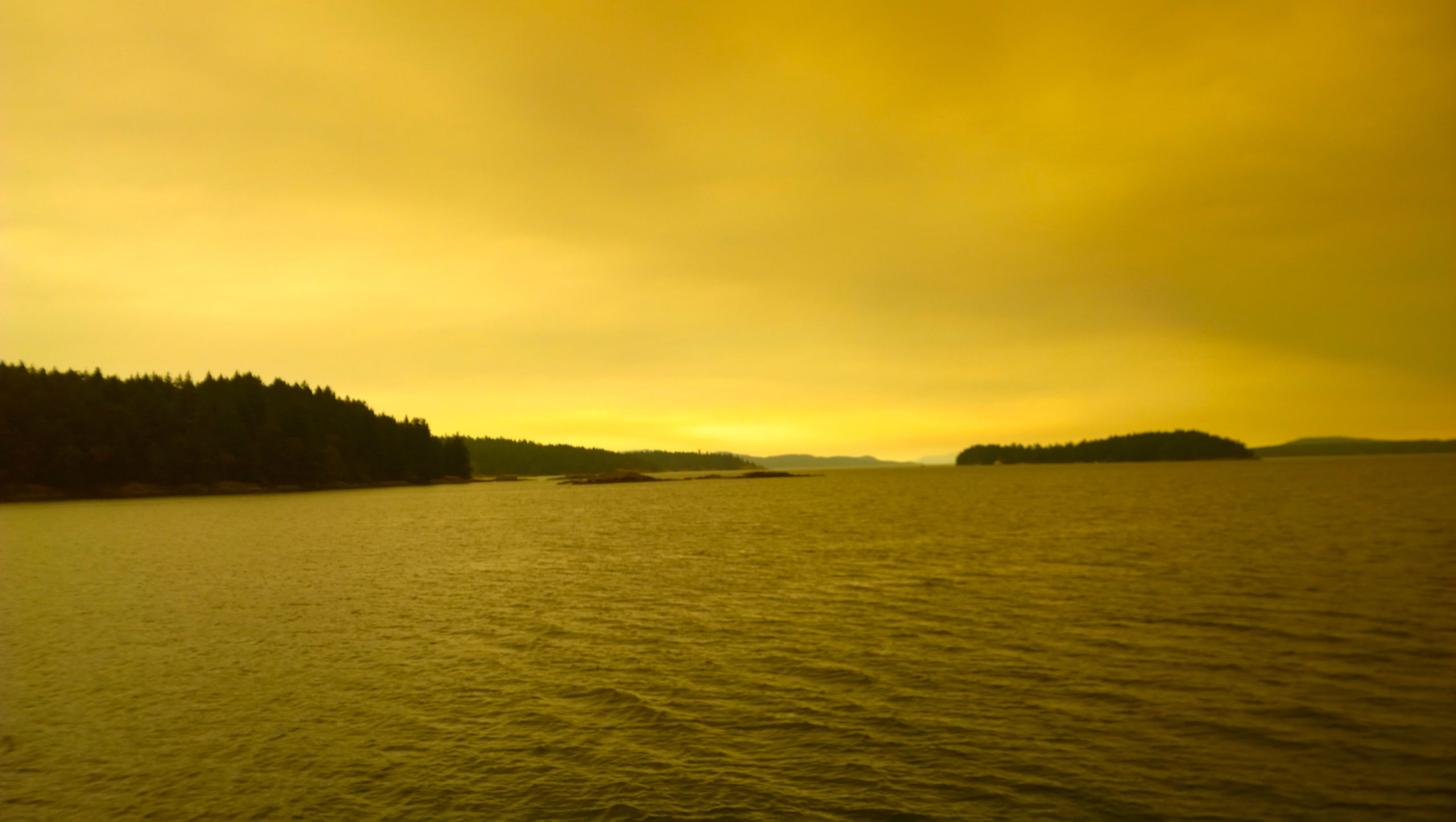 These are not rain clouds. The sepia tones of this photo are from the smoke-drenched skies from British Columbia's forest fires over Canada's Gulf Islands. Photo: Morf Morford