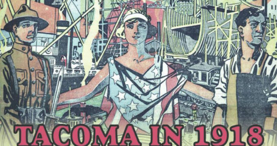 Tacoma was one of the largest wood shipbuilding centers of the world in 1918.Image from Tacoma Tribune Industrial Edition, February 12, 1918
