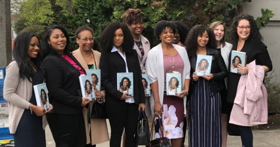 The “Balanced Black Girl” book club prepares to meet with the author of "Becoming", former First Lady of the USA, Michelle Obama.  Photo: Morf Morford
