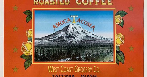 What does coffee have to do with Tacoma? We can thank Tacoma-based West Coast Grocery for marketing food from then-exotic places like Hawaii and Asia. These products, or at least their signs and containers, from canned fruit to spices, are a hot item in antique circles - especially among the locally renowned Tacoma history nerds. (Photo courtesy of Tacoma Public Library)