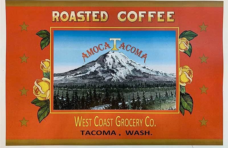 <p>What does coffee have to do with Tacoma? We can thank Tacoma-based West Coast Grocery for marketing food from then-exotic places like Hawaii and Asia. These products, or at least their signs and containers, from canned fruit to spices, are a hot item in antique circles - especially among the locally renowned Tacoma history nerds. (Photo courtesy of Tacoma Public Library)</p>