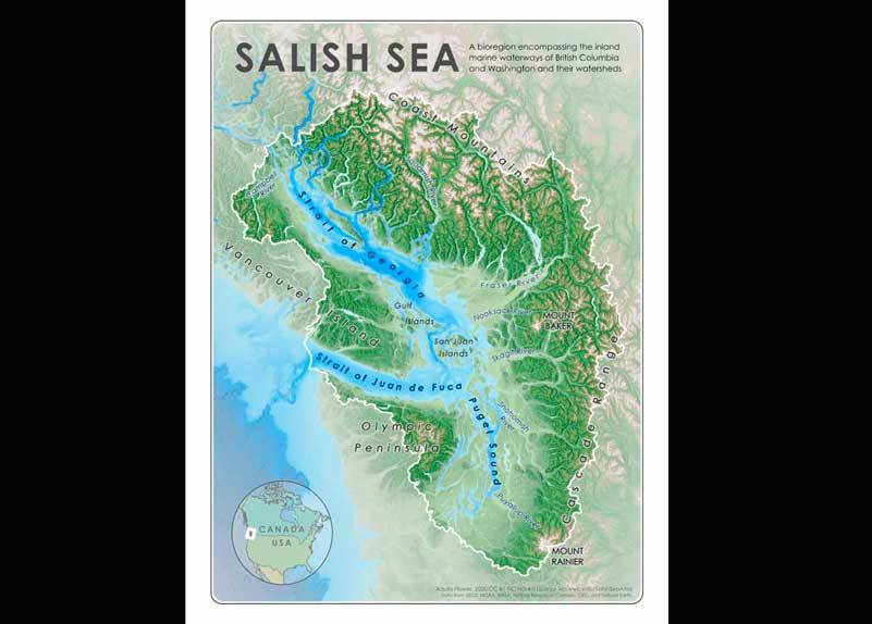 Reference Map for the Salish Sea Bioregion, Aquila Flower, 2020