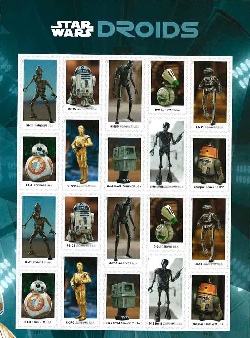 In a fitting tribute to our era and the images and fantasies that dominate us, the US Postal Service offers this line of stamps. May the Force be with you.