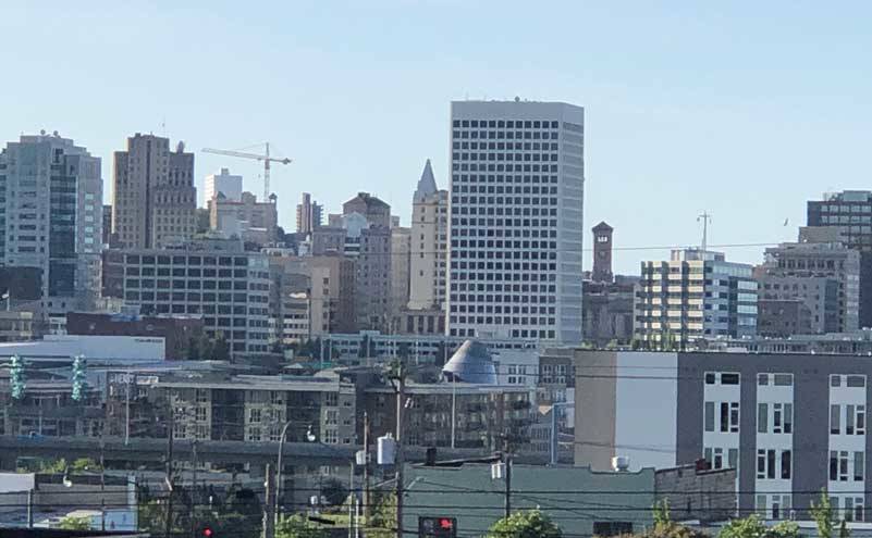 This view of Tacoma shows buildings old and new, under construction and historic, large and small, inhabited and abandoned. (Photo by Morf Morford)