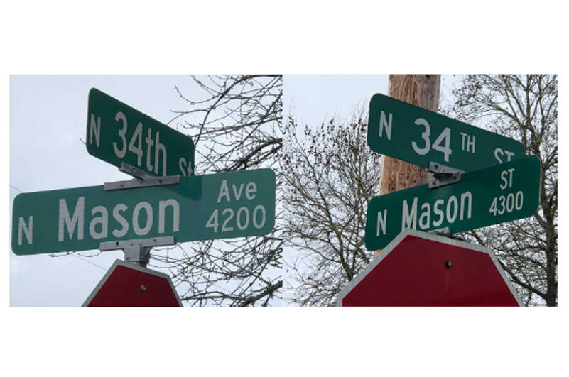 I was not alone in my confusion. The very same intersection, on opposing corners, holds different designations. (Photo by Morf Morford)