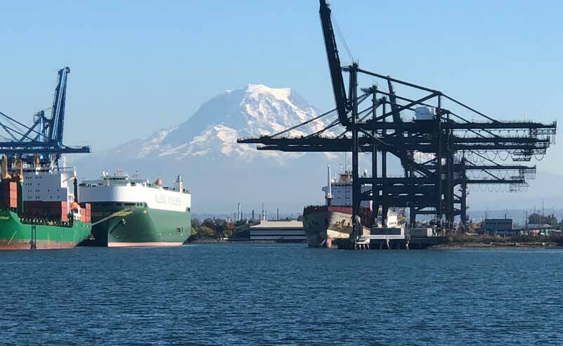 Machinery in motion frames our beloved mountain. (Photo by Morf Morford)