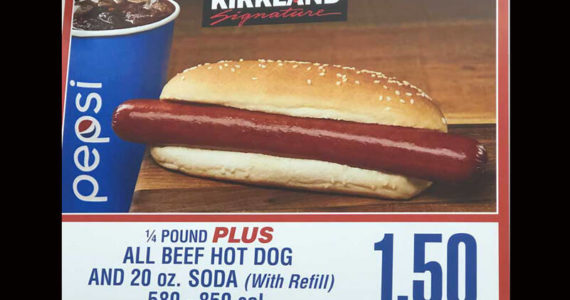 The price of gas, or gold or building materials may surge or drop with the headlines, but the cost of a Costco hotdog stays steady. (Photo by Morf Morford)