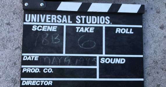 This classic clapper board was last used in an independent film made in Tacoma in 1995. You can find new (or vintage) versions of this board here: https://www.bhphotovideo.com/c/search?Ntt=clapper% (Photo by Morf Morford)