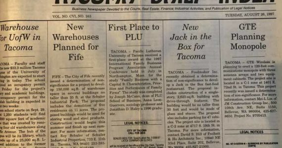 Many libraries, agencies and museums keep file copies of The Index. This front page from 1997 captures many of the changes taking shape in Tacoma 25 years ago. (Photo by Morf Morford)