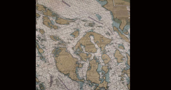 Most young people won’t know what, or where this is. It’s a map of the islands - the San Juans and Canadian Gulf Islands in the northern part of Puget Sound. (Photo by Morf Morford)