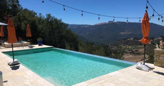 The view from the pool. Known as an infinity pool, this pool hangs over the hillside as it connects land and sky. (Photo by Morf Morford)