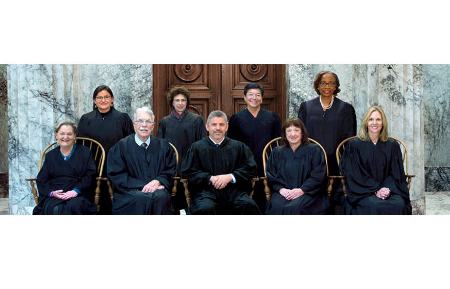 Washington Supreme Court Justices as of October 2022; From Left To Right: Justice Susan Owens; Justice Raquel Montoya-Lewis; Associate Chief Justice Charles W. Johnson; Justice Sheryl Gordon McCloud; Chief Justice Steven C. González; Justice Mary I. Yu; Justice Barbara A. Madsen; Justice G. Helen Whitener; Justice Debra L. Stephens. Image Courtesy Washington State Courts