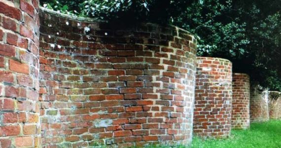If you travel through rural England, as my wife and I did a couple years ago, you might see these wavy brick fences. They are one brick thick. Far cheaper than a double wall, they are also far lighter which is a major concern in the marshy soil of the area. (Photo by Morf Morford)