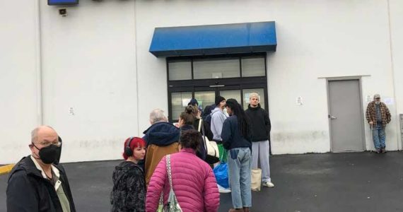 This is the line at opening time (9 am) at Tacoma’s Goodwill Outlet. They are open 7 days a week. (Photo by Morf Morford)