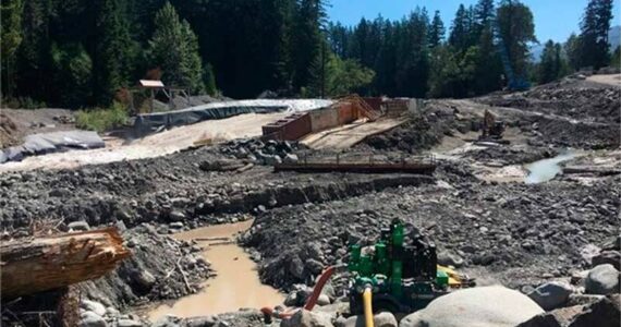 View of construction work being done on the Electron Dam bypass channel (File Photo); <em>Image courtesy Department of Ecology</em>