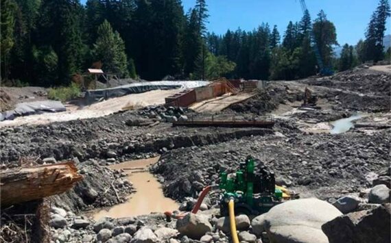 View of construction work being done on the Electron Dam bypass channel (File Photo); <em>Image courtesy Department of Ecology</em>