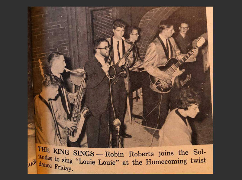 Long before rock and roll became famous for wild lead singers, Tacoma had “Rockin’ Robin” Roberts. Among his many achievements in his short life was the “discovery” of Richard Berry’s calypso tune, “Louie, Louie”, on a jukebox in a bar on Pacific Avenue and transforming it into the ultimate rock anthem known around the world. After his untimely death, he was buried in Tacoma. Photo courtesy of UPS Trail, October 30, 1963.