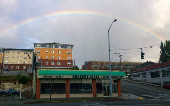 As the song from The Wizard of Oz puts it, there’s refuge “somewhere over the rainbow”. We in Tacoma, for better or worse, live our lives under the rainbow. (Photo by Morf Morford)
