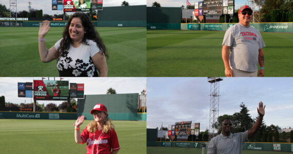 Hometown Heroes include; Upper left: Selena Coppa; Upper right: Steve Hice; Lower left: Amanda Stambach; Lower right: Jacob Sullivan. (Image courtesy Harts Services and the Tacoma Rainiers)