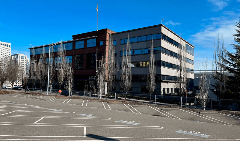 Photo of the 1501 Building from the surface parking lot. (Image courtesy Pierce County)