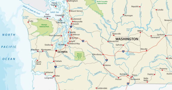 washington state road and national park vector map