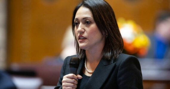 Washington state Sen. Yasmin Trudeau, D-Tacoma, seen here on the Senate floor in 2024, is the lead sponsor of a bill in the 2025 legislative session that calls for making Eid al-Fitr and Eid al-Adha state-recognized holidays in Washington. (Photo courtesy of Legislative Support Services)