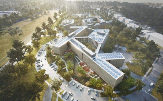 A rendering shows the design of the new Western State Hospital, set to be completed between 2027 and 2029. (Image courtesy of HOK Architecture)