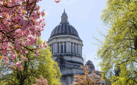 The state Capitol on April 18. (Photo by Jacquelyn Jimenez Romero/Washington State Standard)