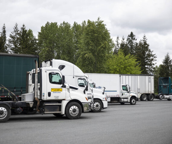 Trucks park at the Smokey Point Rest Area in 2022 in Arlington, Washington. Sound Publishing file photo