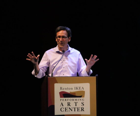 Gov. Bob Ferguson speaks at Renton High School on Sept. 19 ahead of signing an executive order launching the Washington Completes FAFSA Campaign. Photo by Bailey Jo Josie/Sound Publishing