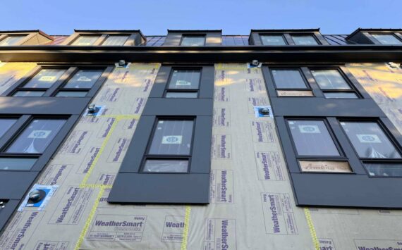 Photo by Bill Lucia/Washington State Standard 
An apartment building under construction in Olympia, Washington in January 2025.