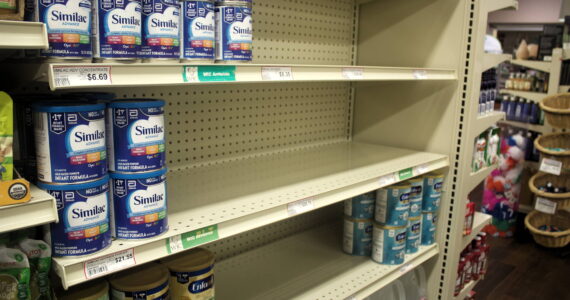 Baby formula on a shelf. File photo