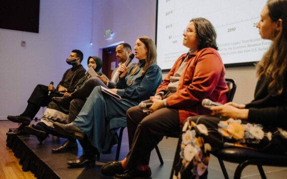 Washington state Sen. Noel Frame, D-Seattle, makes remarks during a Washington State Budget and Policy Center panel discussion on Nov. 12, 2025. Photo courtesy of Washington State Budget and Policy Center