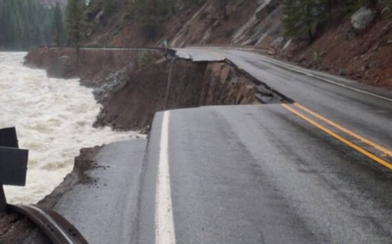 Road damage along U.S. 2 in Tumwater Canyon. Photo courtesy of WSDOT