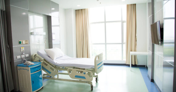 Interior of an empty hospital room. Stock photo