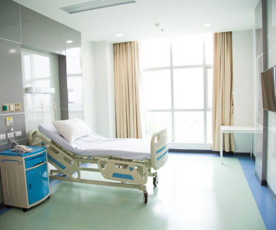 Interior of an empty hospital room. Stock photo