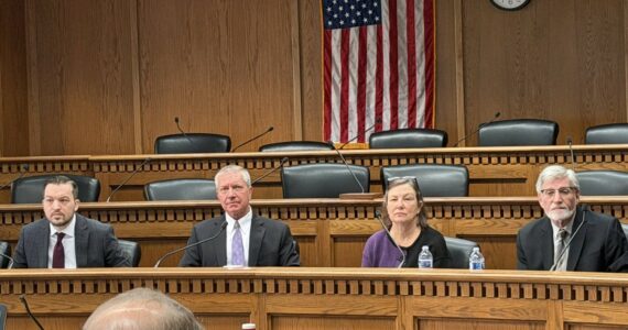 From left to right: Rep. Travis Couture, Sen. Chris Gildon, Sen. June Robinson, and Rep. Timm Ormsby speak during the general fund budget panel at the 2026 legislative session preview Jan. 9. Photo by Cassie Diamond
