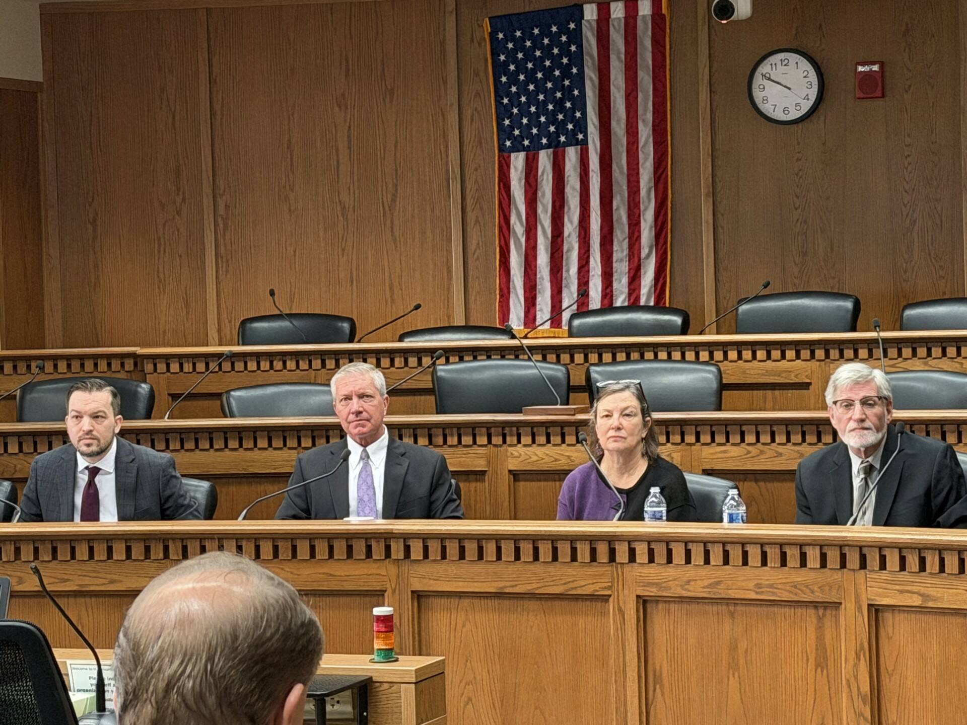 From left to right: Rep. Travis Couture, Sen. Chris Gildon, Sen. June Robinson, and Rep. Timm Ormsby speak during the general fund budget panel at the 2026 legislative session preview Jan. 9. Photo by Cassie Diamond