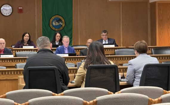 Members of the Senate Law and Justice Committee listen to public testimony during a hearing for Senate Bill 6002. Photo by Cassie Diamond