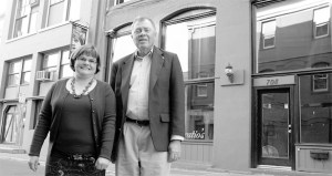 Tacoma Historical Society executive committee members Patricia Mannie and Dale Wirsing hope local history buffs will attend the society's fund-raising inaugural dinner and auction. The event -- entitled 'Going, Going, Saved' -- is scheduled for Sun., Oct. 14 at 4:00 p.m. in the Temple Ballroom at the Landmark Convention Center, and includes a presentation by Jim Merritt of Merritt Arch, who will discuss planned renovations for the former Elk's Temple. (PHOTO BY TODD MATTHEWS)