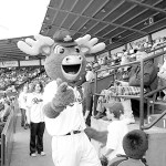 Tacoma Rainier mascot Rhubarb entertains hometown fans. (PHOTO BY TODD MATTHEWS)