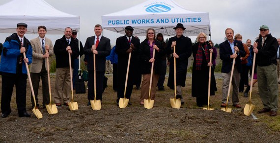 Pierce County officials marked the start of construction on the Chambers Creek Regional Wastewater Treatment Plant expansion with a groundbreaking ceremony Thursday morning. (PHOTO COURTESY PIERCE COUNTY)