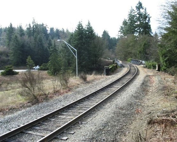 I-5 traffic passes under one of two bridges that will carry passenger trains on the new bypass route. (PHOTO COURTESY WSDOT)