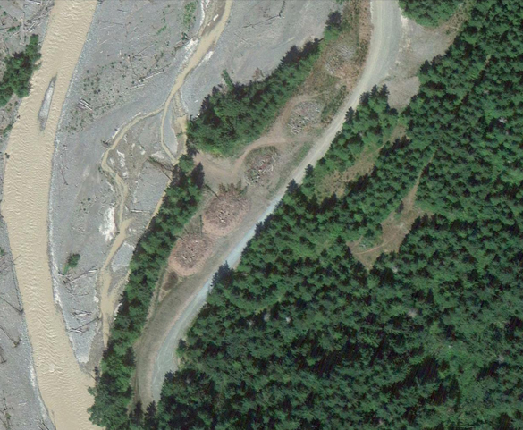 Aerial view of completed Neadham Road setback levee. (PHOTO COURTESY PIERCE COUNTY)