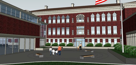 A view of the Washington Elementary School entry plaza remodel design. (IMAGE COURTESY TACOMA PUBLIC SCHOOLS)