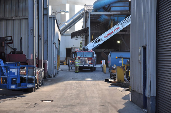 More than 40 Tacoma fire fighters from 10 stations responded to a reported commercial structure fire at Atlas Foundry Thursday evening. (PHOTO COURTESY TACOMA FIRE DEPARTMENT)