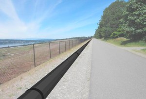 An artist's rendering of sewer bypass pipe along the Grandview Trail. (IMAGE COURTESY PIERCE COUNTY)